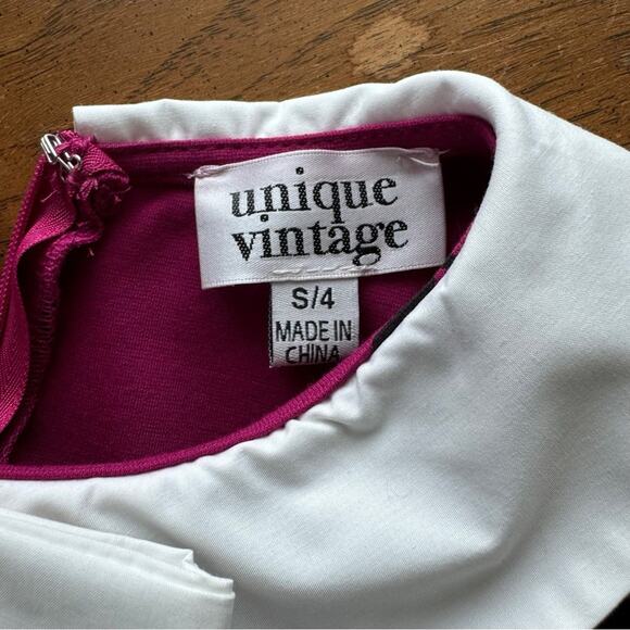 Unique Vintage Berry Pink Black Cat Print Renata Pencil Dress - Picture 7 of 7